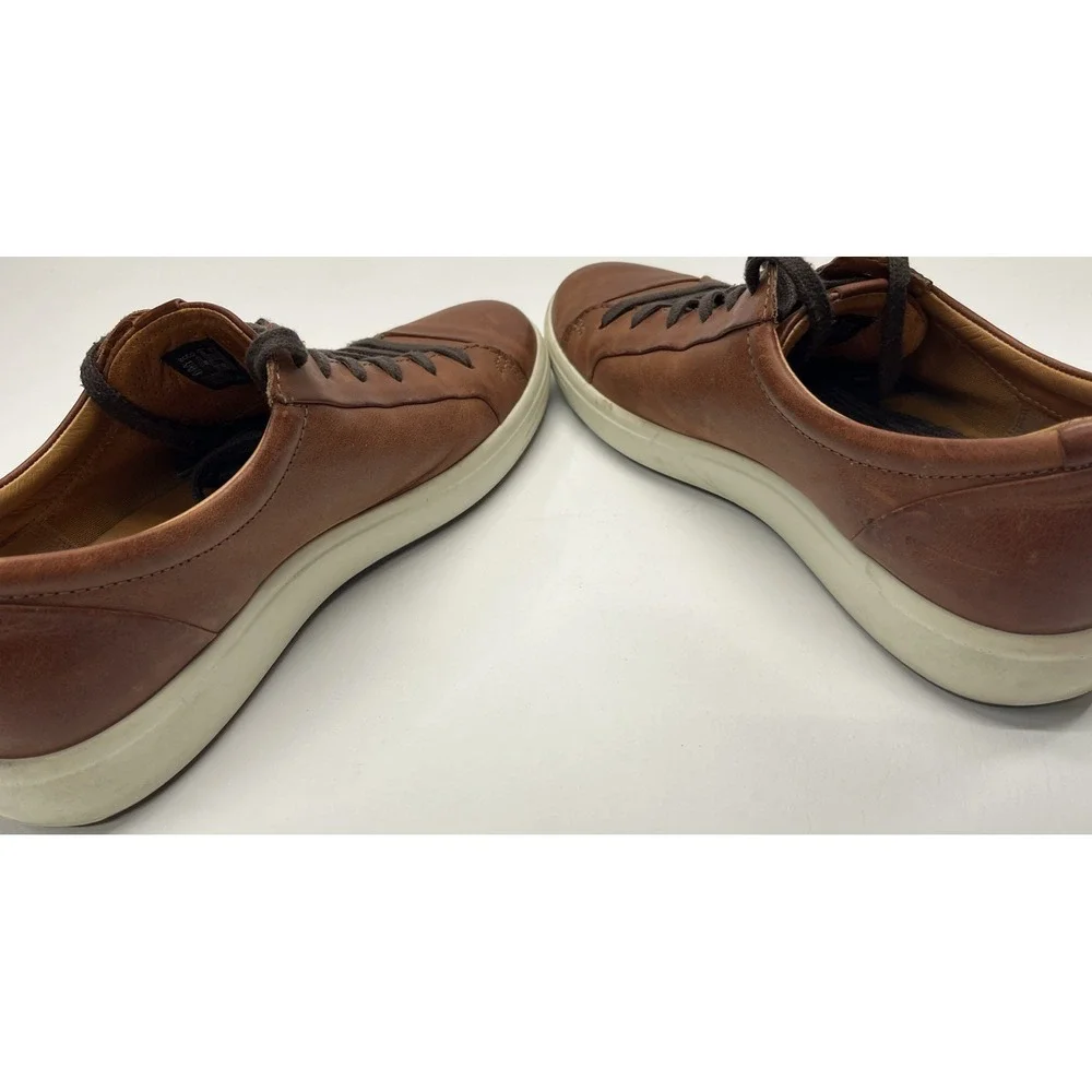 ECCO Soft  7 Shoe Mens Size 12.5 Brown Leather Lace Up Casual Comfort Sneaker